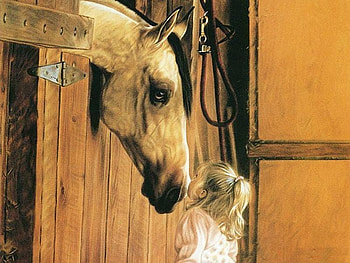 Little Visitor, animal, horse, kiss, girl, friends HD wallpaper