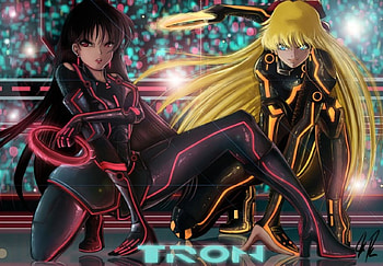Sailor Moon: Legacy, blond hair, emotional, blonde, cross over, sailormoon, sailor venus, long hair, beauty, venus, sinister, blonde hair, female, blond, sailor mars, girl, beautiful, mars, black hair, armor, anime girl, anime, sailor moon, tron, angry HD wallpaper