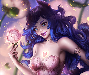 Beautiful woman, purple hair, fantasy, art HD wallpaper