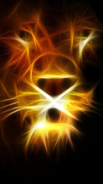 Fire Lion, Black Background HD phone wallpaper