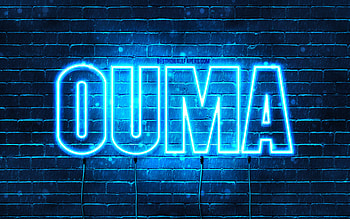 Happy Birtay Ouma, , blue neon lights, Ouma name, creative, Ouma Happy Birtay, Ouma Birtay, popular japanese male names, with Ouma name, Ouma HD wallpaper