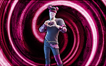 Pinkie, purple grunge background, Fortnite, vortex, Fortnite characters, Pinkie Skin, Fortnite Battle Royale, Pinkie Fortnite HD wallpaper