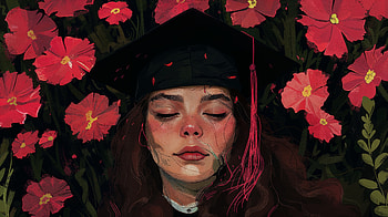 Graduate Woman Amidst Flowers, woman, graduation, flower, portrait HD wallpaper
