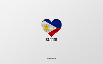 I Love Bacoor, Philippine cities, Day of Bacoor, gray background, Bacoor, Philippines, Philippine flag heart, favorite cities, Love Bacoor HD wallpaper