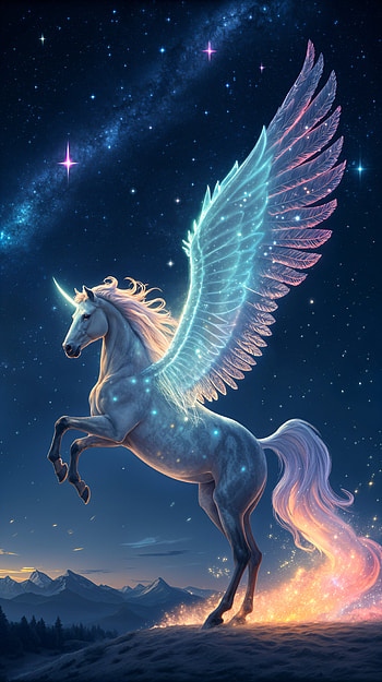 Celestial Pegasus: A Dreamy , unicorn, fantasy, magical, Stars HD phone wallpaper