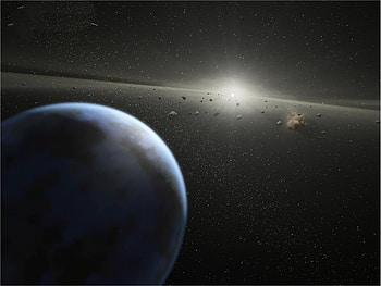 Asteroid, space, planet, sun HD wallpaper