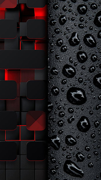 Red Black Water Drople, escuro, gotas, preto, cubos, molhado, agua, chuva HD phone wallpaper