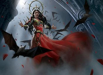 Vampire queen, art, fantasy, red, girl, vampire, dark, lorenzo mastroianni, view from down, bat, halloween HD wallpaper