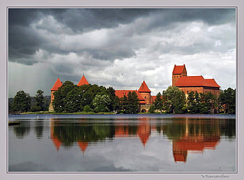 Castle 1, art , architecture, nice, old, reflection, green, red, trees, castle, water HD wallpaper