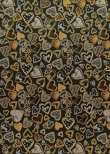 Gold heart pattern bg, background, black, hearts HD phone wallpaper