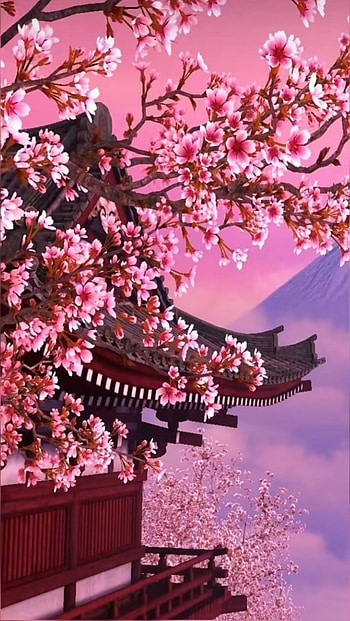 Beautiful Japanese art, pink, flower HD phone wallpaper