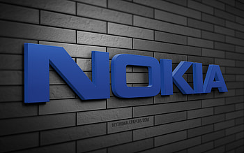 Nokia 3D logo, , gray brickwall, creative, brands, Nokia logo, 3D art, Nokia HD wallpaper