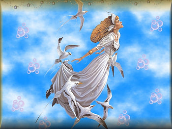 Angel Birds, stars, birds, bubbles HD wallpaper