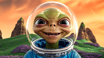 Charming Alien Adventure in Ultra, alien, astronaut, cartoon, space, fantasy, space fantasy HD wallpaper