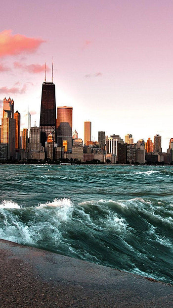 Chicago , City landmarks, backgrounds, Urban art HD phone wallpaper