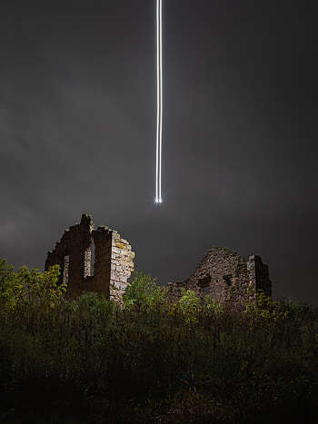 Nature, Night, Bush, Ruin, Ruins, Ufo HD phone wallpaper