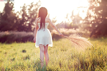 Asian Girl In Field , girls, model, field HD wallpaper