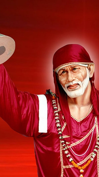 Sai Baba , Sai Baba, Damru, red theme HD phone wallpaper