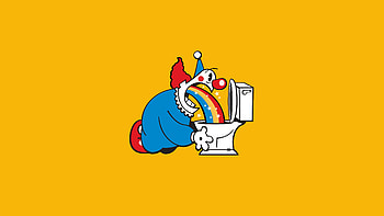 Rainbow Spitting Clown, clown, artist, artwork, joker, digital-art HD wallpaper
