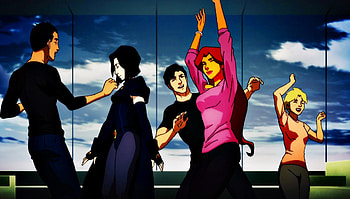 Teen Titans: The Judas Contract, Movie, Black Hair, Blonde, Coat, Dick Grayson, Glove, Jaime Reyes, Long Hair, Raven (Dc Comics), Red Hair, Ricardo Tapia, Short Hair, Smile, Teen Titans, Terra (Dc Comics) HD wallpaper