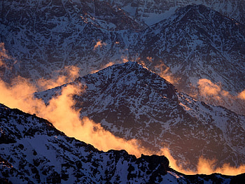 Nature, Mountains, Snow, Vertex, Fog, Tops, Morocco HD wallpaper
