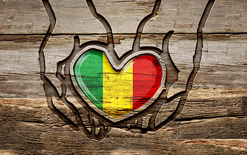 I love Mali, , wooden carving hands, Day of Mali, Mali flag, Flag of Mali, Take care Mali, creative, Mali flag in hand, wood carving, african countries, Mali HD wallpaper