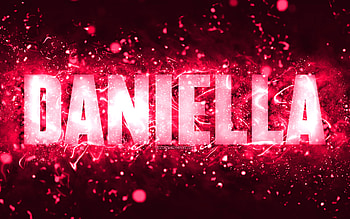 Happy Birtay Daniella, , pink neon lights, Daniella name, creative, Daniella Happy Birtay, Daniella Birtay, popular american female names, with Daniella name, Daniella HD wallpaper