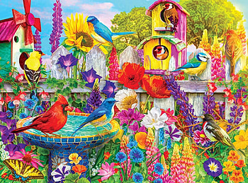 Vibrant colors of Summer, birds, vibrant, colors, flowers, houses HD wallpaper