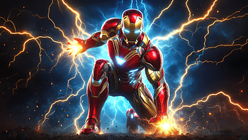 Electrifying Iron Man, iron-man, superheroes, artwork, art, ai, digital-art, deviantart HD wallpaper