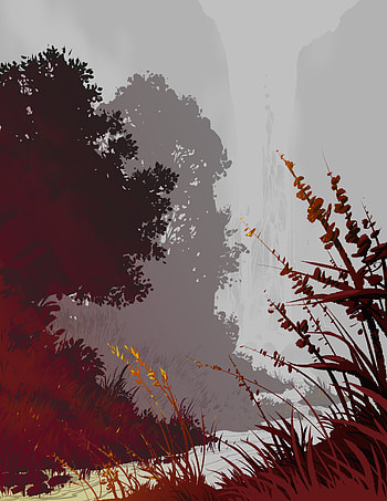 Landscape, Rivers, Trees, Grass, Art, Vector HD phone wallpaper
