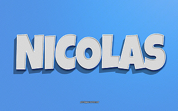 Nicolas, blue lines background, with names, Nicolas name, male names, Nicolas greeting card, line art, with Nicolas name HD wallpaper