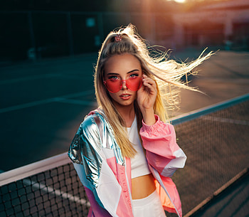 Tennis, beautiful, woman, red sunglasses HD wallpaper