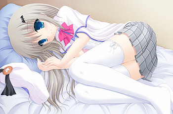 Kudryavka Noumi, Anime Girl, Kudryavka, Noumi, Bed, Anime, Little Busters, Seifuku, Bat, School Uniform, Silver Hair, Blue Eyes, Long Hair, Big Eyes HD wallpaper