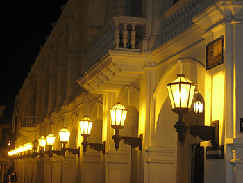 Galeria, cartagena, luces, arquitectura, nocturno HD wallpaper