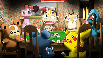 Let's Play Poker!, Azurill, Mew, Pikachu, Psyduck, Rilou, Cute, Teddiursa, Meowth, Poker, Azumarill, Pokemon HD wallpaper
