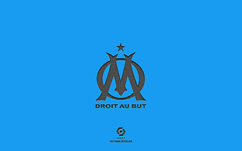 Olympique Marseille, blue background, French football team, Olympique Marseille emblem, Ligue 1, Marseille, France, football, Olympique Marseille logo HD wallpaper