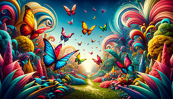 Enchanting Butterfly Garden, butterfly, butterfly garden, colorful, fantasy, nature HD wallpaper