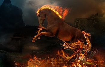 Animals, Art, Horses, Fire HD wallpaper