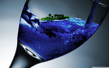 The island, blue, sea, island, glass HD wallpaper