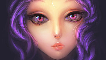 Amethyst, purple, eyes, fantasy, hair HD wallpaper