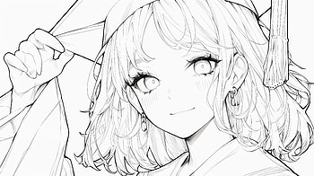 Graduation Dreams: Anime Girl in Black & White, anime girl, graduation, Black & White, Anime, portrait, Black And White Anime HD wallpaper