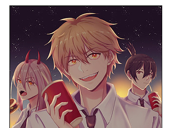 Denji (Chainsaw Man), Power (Chainsaw Man), Aki Hayakawa, Anime, Chainsaw Man HD wallpaper