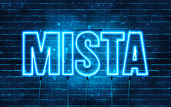 Mista, , with names, Mista name, blue neon lights, Mista Birtay, Happy Birtay Mista, popular italian male names, with Mista name HD wallpaper