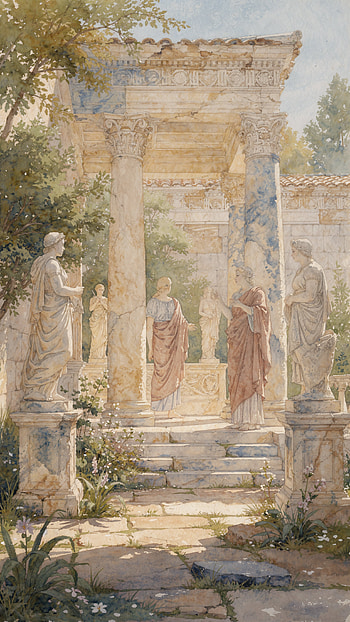 Sunlit Portico — Classical , Statue HD phone wallpaper