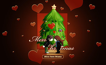 Holidays, Hearts, Love, Couple, Pair, Christmas, Christmas Tree, Mood, Kiss, Wishes HD wallpaper