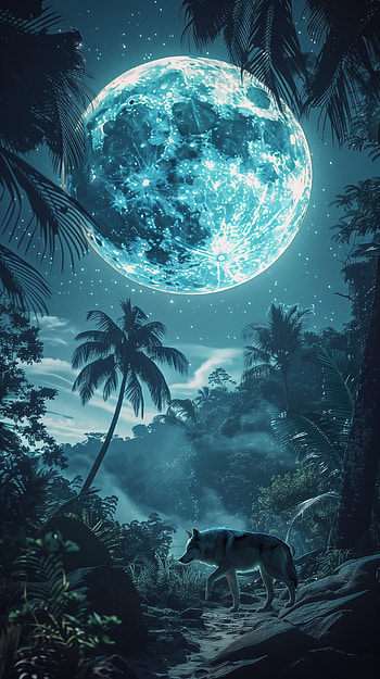 Mystical Full Moon Jungle - , full moon HD phone wallpaper