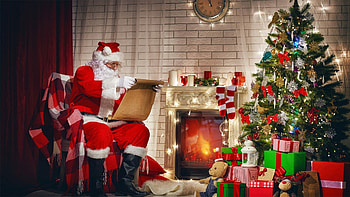 Christmas tree, Santa Claus HD wallpaper