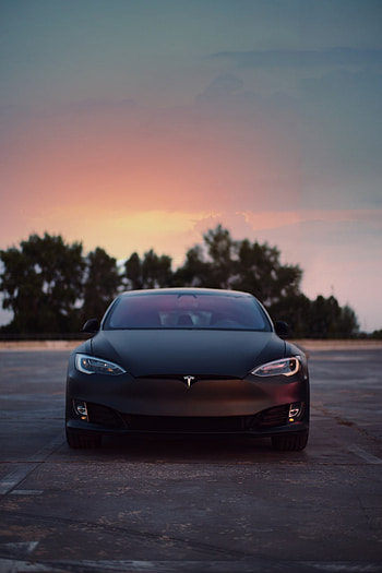 Tesla, automotive lighting, sky, car, black HD phone wallpaper