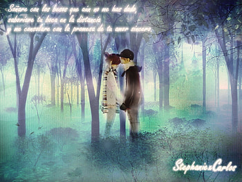 amor en el bosque, carhz, anime, amor, juntos, bosque HD wallpaper