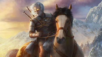 Witcher On Horse, the-witcher, games, artwork, artstation HD wallpaper